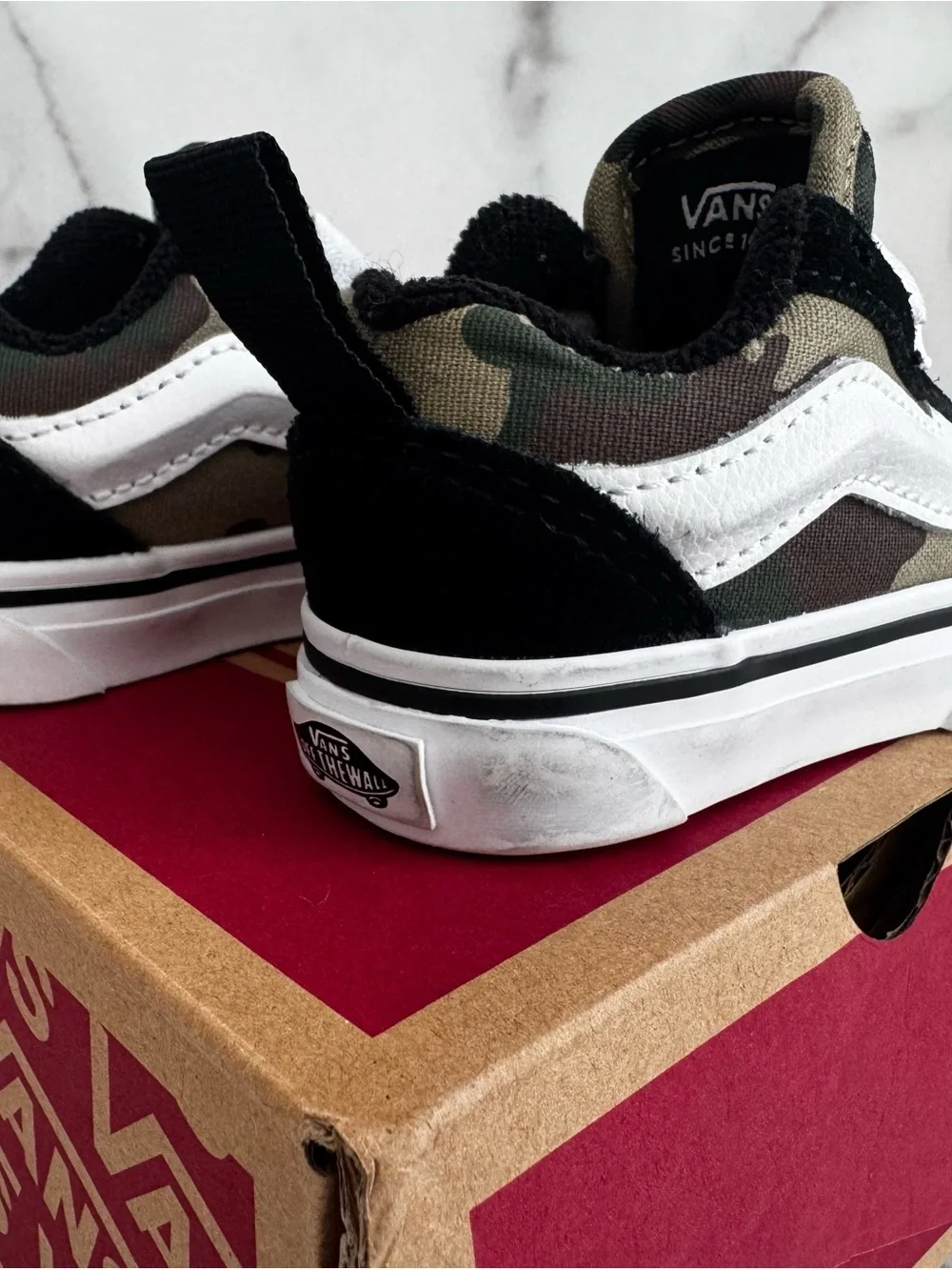 Vans Baby (Size 2) Old Skool Sneakers in Black and Olive Camo